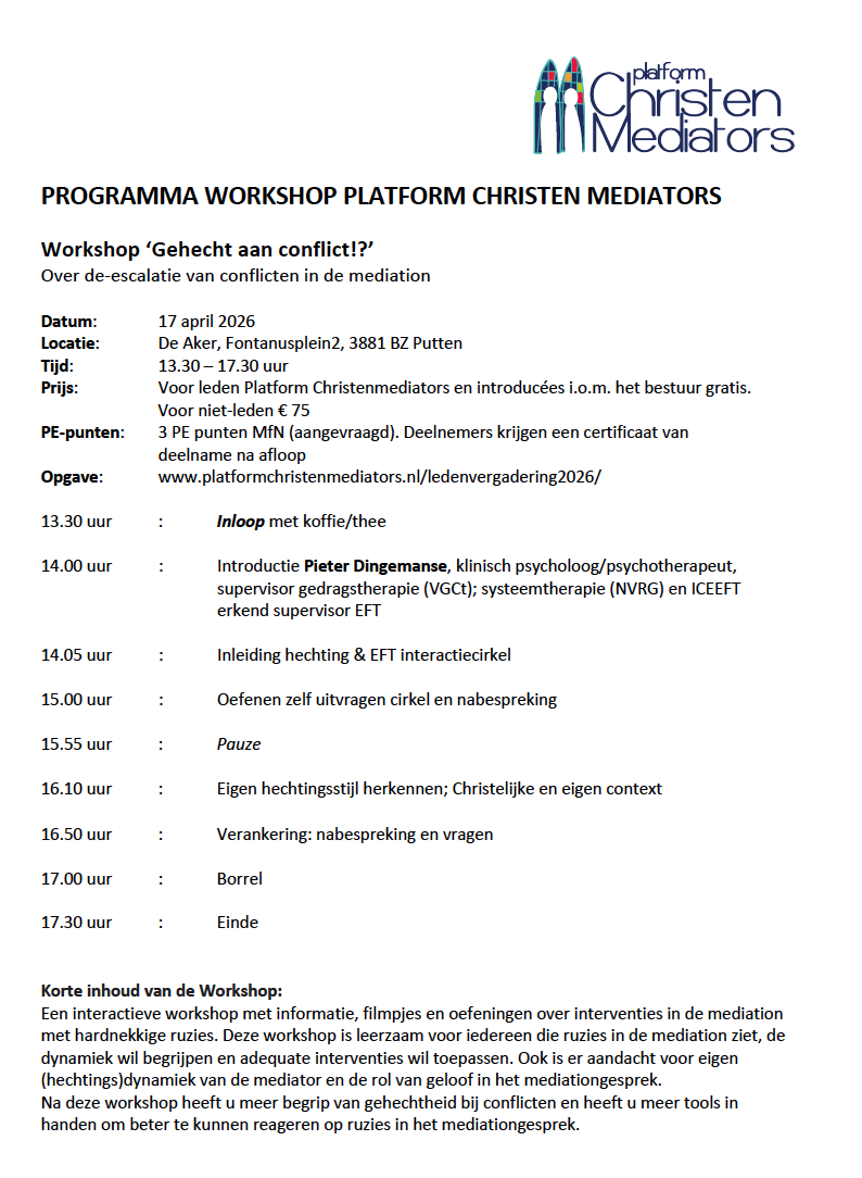 Workshop Gehecht aan conflict